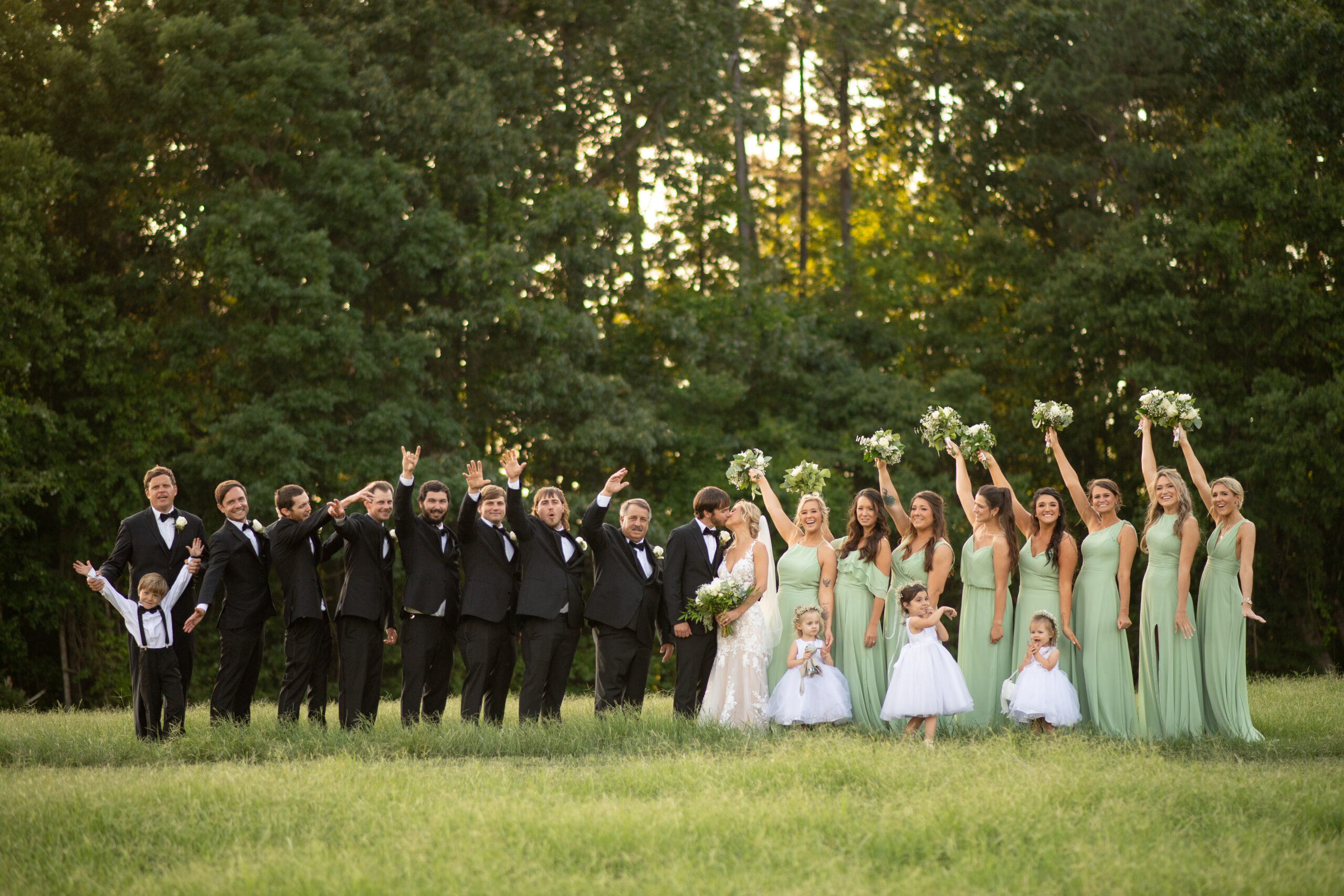 Wedding Party in a Wheat Field in Tyner, NC
